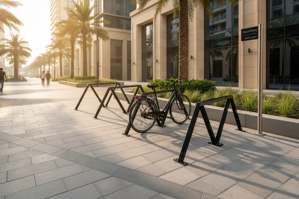 Commercial bike parking in modern UAE development