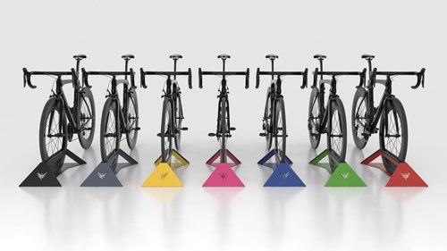 Colorful bike stands display